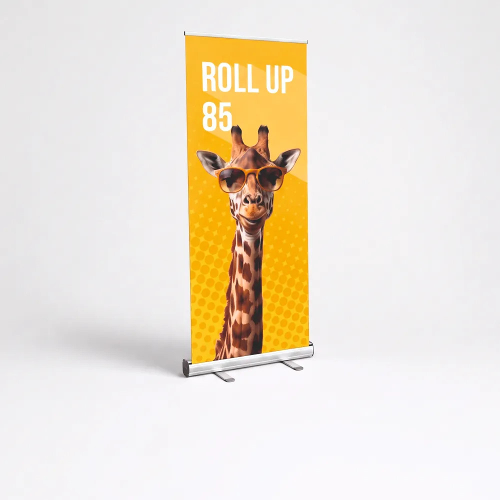Roll up 85x200 barato con impresión profesional y estructura