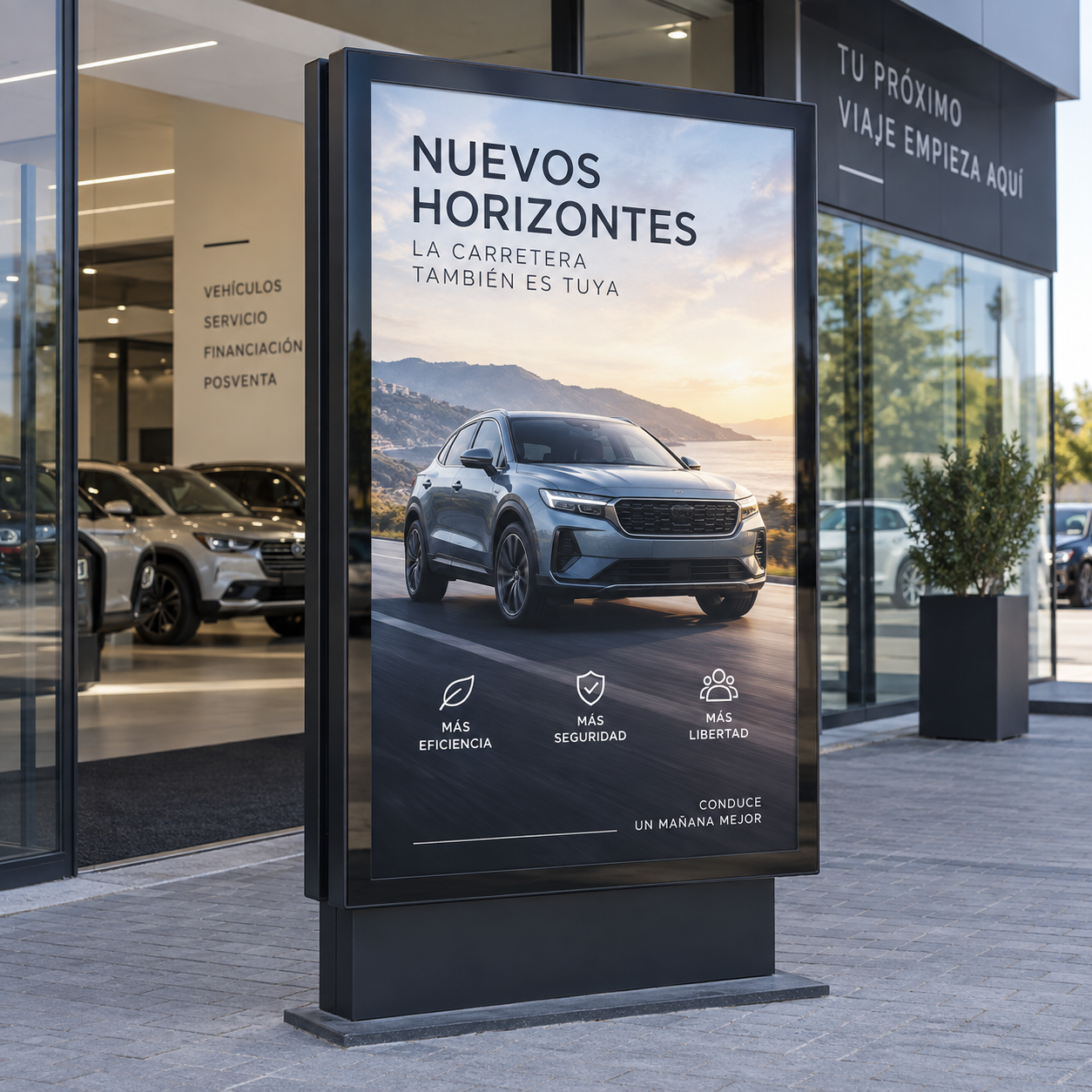 Cartel publicitario para automoción y concesionarios en formato mupi