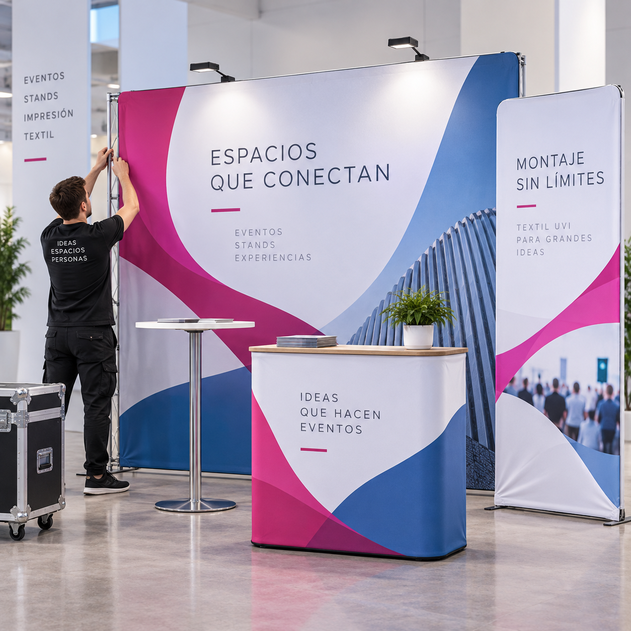 Impresión textil UVI para eventos, photocalls y montaje de stands